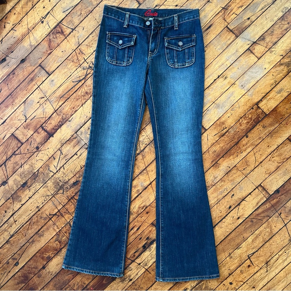 Blue Cult Dark Wash Cargo Pocket Flare Jeans NWT 26 Y2K Made in USA